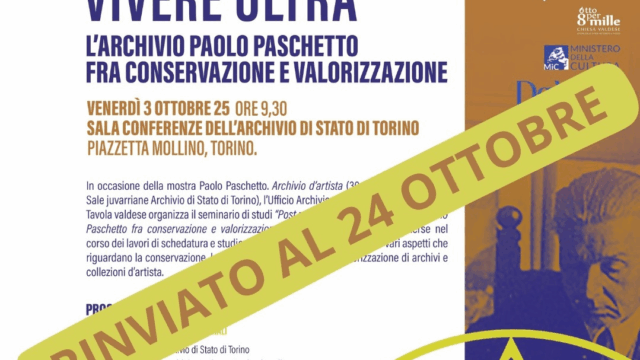 Rinviato al 24 ottobre il convegno su Paolo Paschetto nella cultura italiana